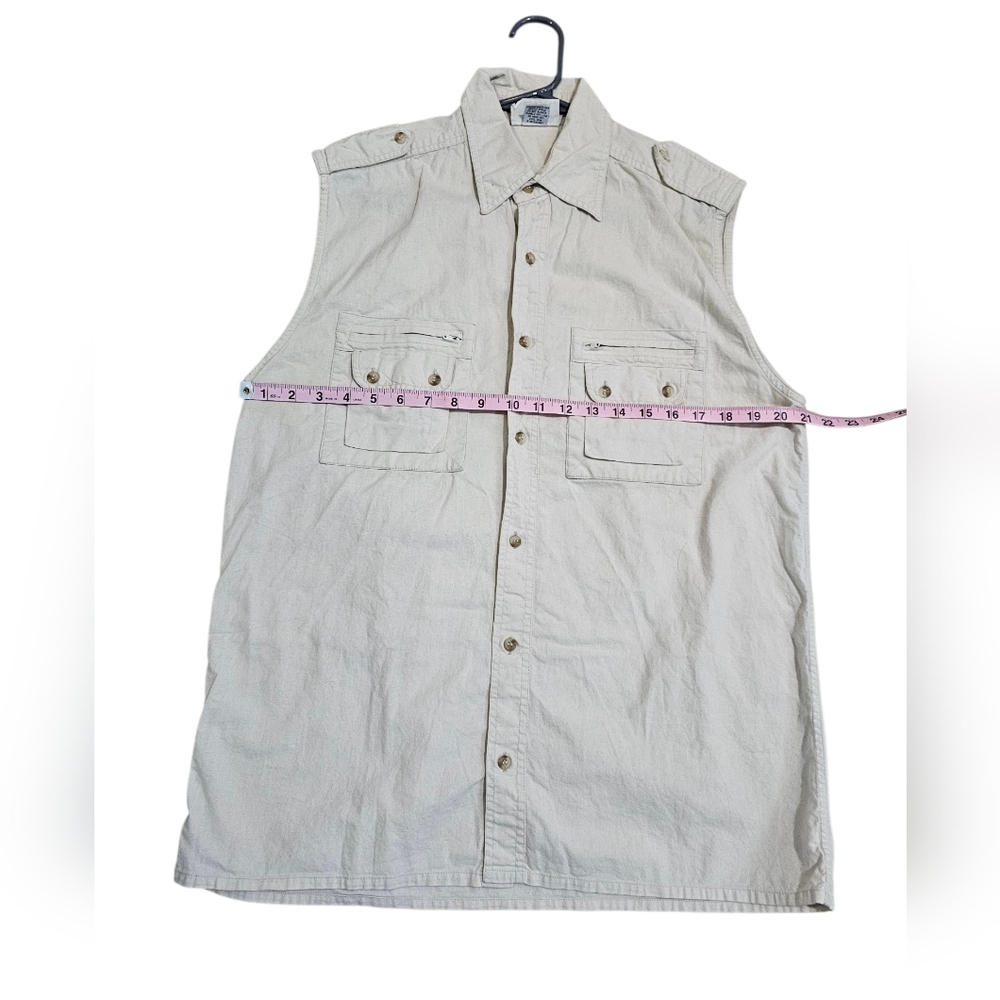 International Male Mens Medium Tan Safari Sleeveless Button Shirt Trucker Rare - Picture 6 of 7